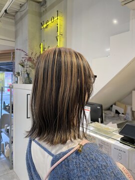 ネオリーブカフ 鶴ヶ峰店(Neolive caff) アンブレラカラー ミルクティー 外ハネボブ