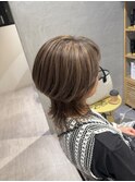 レイヤーウルフ/ハイライトミルクティーカラー