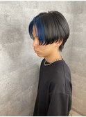バングカラー_センターパート_マッシュ_ネイビー_グレージュ