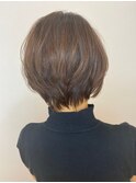 小顔セミウェットウェーブピンクベージュハイライトカラー