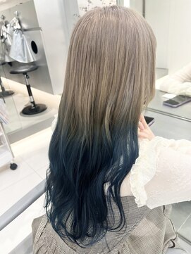 アールプラスヘアサロン(ar+ hair salon) Milk tea color blue gradation