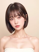 ムウ 難波(MOU)&nbsp;ナチュラルボブルフ黒髪ネビージュ小顔ワンレン20代30代40代50代