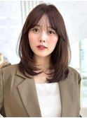 2wayバング 韓国前髪 シースルー ミディアム くびれヘア　顔周り