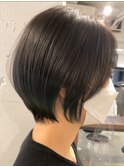 調布レディースショート丸みボブワンカラーショコラグレージュ