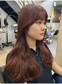 夏暖色◎ブリーチなし艶感オレンジブラウン◎20代30代