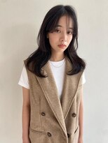 トワ 豊中店(towa)&nbsp;くびれヘアアプリコットオレンジハイライトカラーセミロング