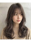 小顔セミディ・顔周りレイヤー×透明感グレージュ・くびれミディ