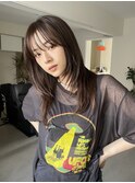 小顔前髪顔周りレイヤー×グレージュカラー デザインカラー