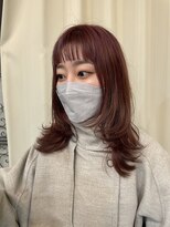 ハピネス 王寺店(Happiness) 20代30代 ウルフカット ピンクベージュ ワイドバング