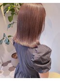ダスティーピンクと艶髪ロングボブ【30代/40代/50代】