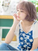 外国人風インナーハイライト小顔ボブパーマc5戸頭10代20代30代
