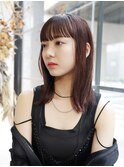 ミルクティーピンク/セミウェット/艶髪/ミディアム/新百合ヶ丘