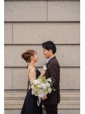 前撮りヘア　花嫁ヘアメイク　アップスタイル　ベロアリボン