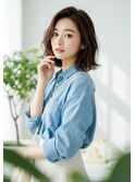 透明感カラーゆれる外ハネボブ×くすみベージュ レイヤーボブ