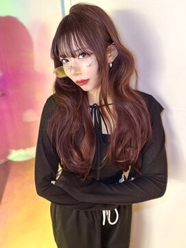 ユーフォリア 渋谷グランデ(Euphoria SHIBUYA GRANDE) 韓国ヘア ブリーチなしダブルカラー 赤髪 SAYAKA