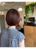 大人可愛いショートボブ×艶ブラウン
