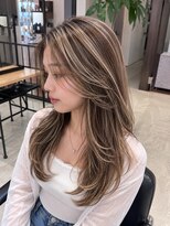 リーチェ(ReCHE by CAPA(旧:CAPA茅ヶ崎店)) ハイライトレイヤーカットダークパープル夏ミルクブラウン6