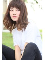 ロエナ(ROENA)&nbsp;20代30代40代50代小顔カット黒髪ワンレンボブルフネビージュ前髪
