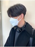 前下がり毛流れパーマ センターパート