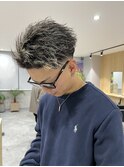 ツーブロック短髪モテるスーツ束感メッシュシークレットパーマ