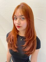 ダブ アオヤマ(DaB AOYAMA)&nbsp;ブリーチなしオレンジベージュ　レイヤーカット　透明感カラー