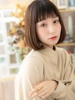 カバーヘア ブリス 北浦和(COVER HAIR bliss)&nbsp;ぱっつん前髪アースカラー切りっぱなしボブc5北浦和20代30代40代