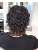 【メンズ波巻きミディアムパーマ】クビれウルフ名古屋絶壁解消