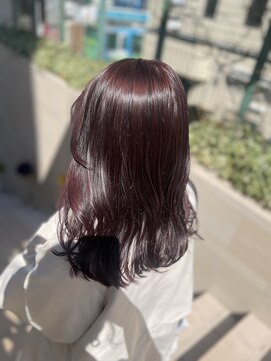 スタイル 成城学園前(STYLE) ブリーチなしで透明感ピンクカラー　暗髪なのに透明感