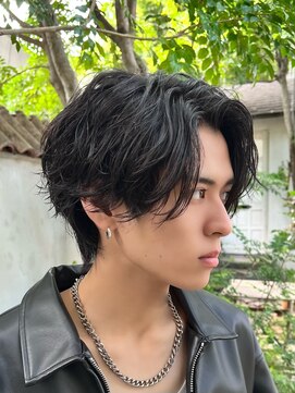 フリーラ 横浜(freera) メンズダークアッシュニュアンスパーマ韓国マッシュウルフカット