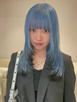 ベレーザ 渋谷(BELEZA)&nbsp;16449ブリーチ＆ブルーカラー渋谷エンドカラーラウンドバング