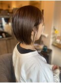 50代女性×ボブ×ナチュラルブラウンベージュ