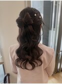 フレンチガーリーなハーフアップリボンヘアアレンジ