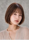 シースルーバンク ミルクティーベージュ 韓国風レイヤーカット
