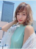 小顔前下がり外ハネボブアッシュベージュ☆