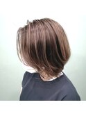 大人かわいいひし形小顔ショートボブ×グレージュ