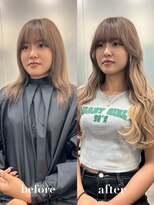 リリー(Lilley)&nbsp;【lilley 稲永麻衣】エクステ+ブリーチカラー+天神韓国ヘア