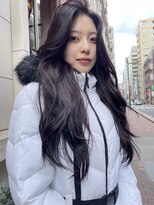 レイヤーカット顔まわりカットロングヘア巻き髪ハイレイヤー