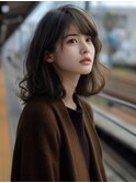 ☆オリーブグレーココアベージュ小顔クラゲヘアー/黒髪/髪質改善