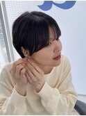 前髪あり耳掛け丸みくびれショートボブ20代30代40代50代60代