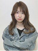 レイヤーカットミルクティーベージュ前髪カット