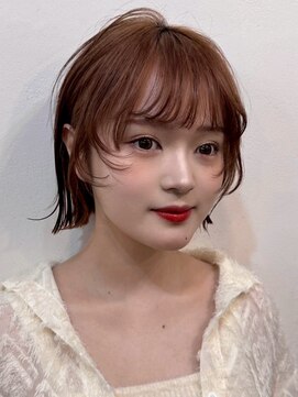 ファルベ(Farbe) ストレートくびれヘアアプリコットオレンジ夏のヘアアレンジ