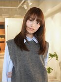 韓国/顔周りレイヤー/ダブルカラー/ベージュ/前髪新潟長岡宮関◆