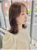 髪質改善カラーくびれミディアムレイヤーカット小顔アッシュ