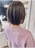 福山美容室caary切りっぱなし内巻きボブグレージュ髪質改善30代