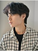 ニュアンスパーマアッシュブラックウルフ波巻きスパイラル渋谷