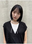 ◎切りっぱなしボブ縮毛矯正ショートボブストレートパーマ