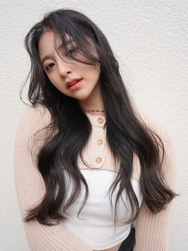 アンジェリカ 岡山店(ANGELICA) ANGELICA アッシュブラック  暗髪 ゆる巻きロング