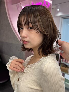 ロンドワン 三宮元町(Lond one) ボブ/切りっぱなしボブ/タッセルボブ/ダークグレー/ミニボブ