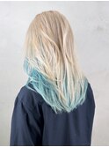 ホワイトブロンドくびれヘアロング韓国ヘア_ba545713