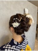 浴衣着付け/しぼり浴衣/帯華やかアレンジ